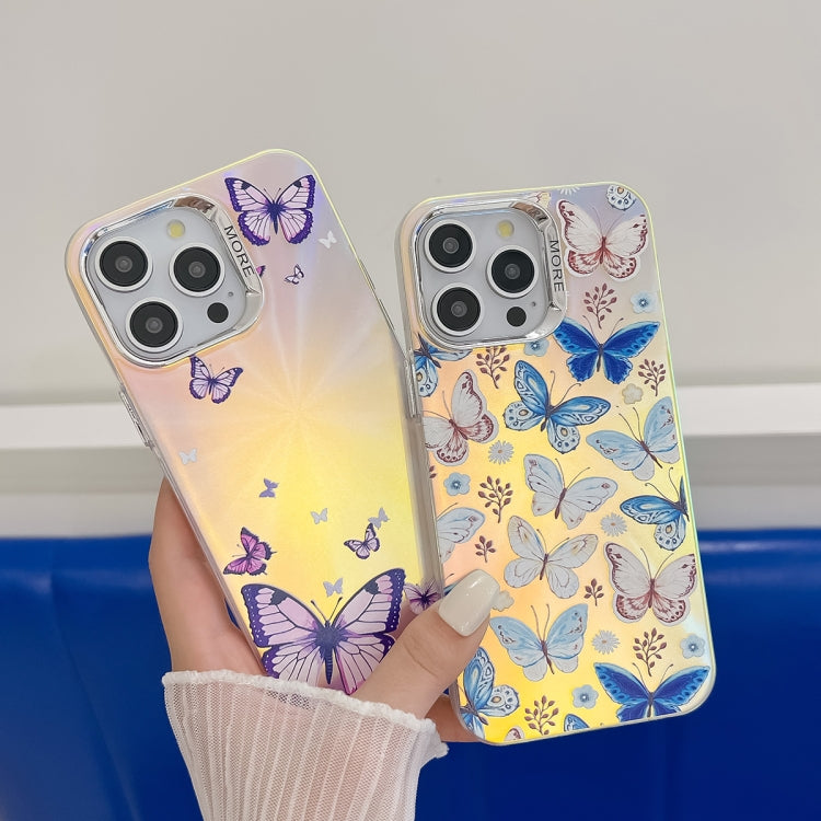 For iPhone 16 Electroplating Laser Butterfly Phone Case(Pink Butterflies AB2) - iPhone 16 Cases by PMC TechLife | Online Shopping South Africa | PMC TechLife | Buy Now Pay Later Mobicred