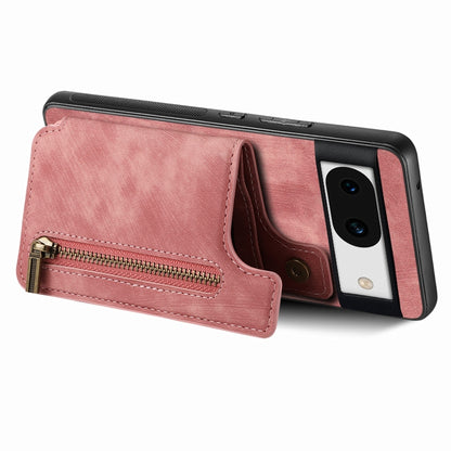 For Google Pixel 9 / 9 Pro Retro Leather Zipper Wallet Back Phone Case(Pink) - Google Cases by PMC Jewellery | Online Shopping South Africa | PMC Jewellery | Buy Now Pay Later Mobicred