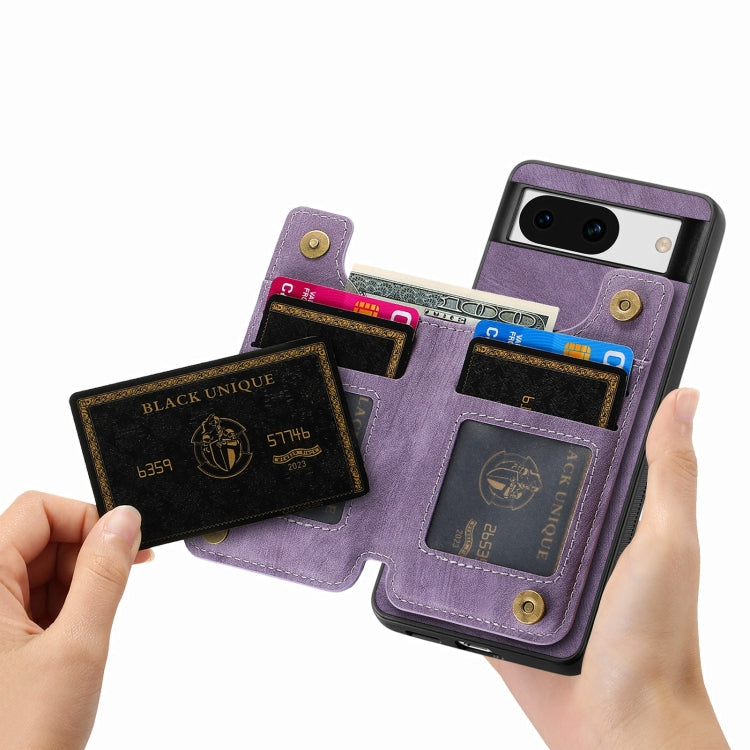 For Google Pixel 9 / 9 Pro Retro Leather Zipper Wallet Back Phone Case(Purple) - Google Cases by PMC TechLife | Online Shopping South Africa | PMC TechLife | Buy Now Pay Later Mobicred