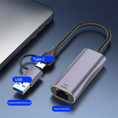 T30B USB / Type-C to Gigabit Hub Adapter for Laptop Tablet PC Phones Docking Station - HUB with Lan adapter by PMC Jewellery | Online Shopping South Africa | PMC Jewellery | Buy Now Pay Later Mobicred