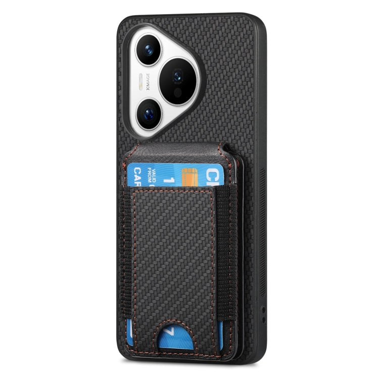 For Huawei Pura 70 Carbon Fiber Vertical Flip Wallet Stand Phone Case(Black) - Huawei Cases by PMC Jewellery | Online Shopping South Africa | PMC Jewellery | Buy Now Pay Later Mobicred