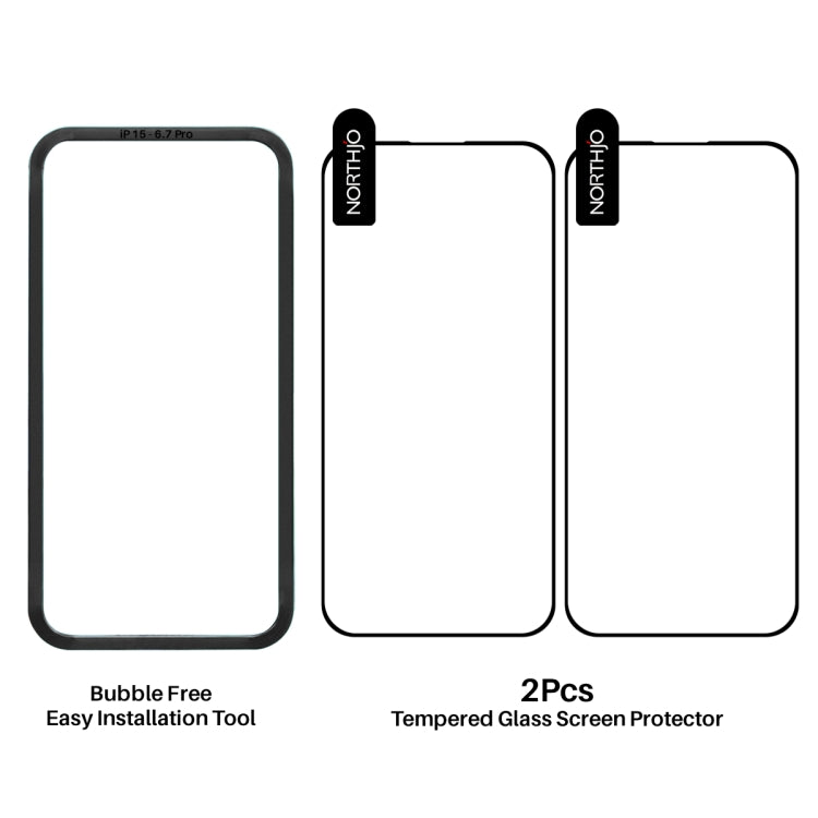 For iPhone 16 Pro NORTHJO 2pcs A++ Tempered Glass Film with Installation Frame - iPhone 16 Pro Tempered Glass by NORTHJO | Online Shopping South Africa | PMC TechLife | Buy Now Pay Later Mobicred