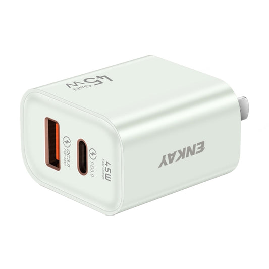 ENKAY FC-001 45W USB-A + USB-C / Type-C Dual Ports Quick Charger, US Plug(Light Green) - USB Charger by ENKAY | Online Shopping South Africa | PMC Jewellery | Buy Now Pay Later Mobicred