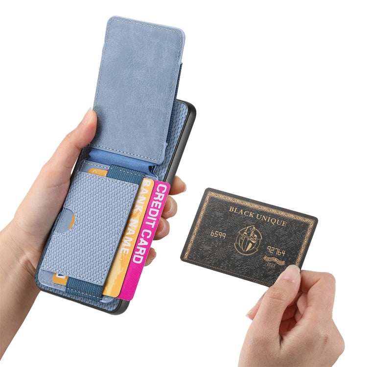 For Motorola Moto E40 Carbon Fiber Vertical Flip Wallet Stand Phone Case(Blue) - free shipping - PMC TechLife - Order now!