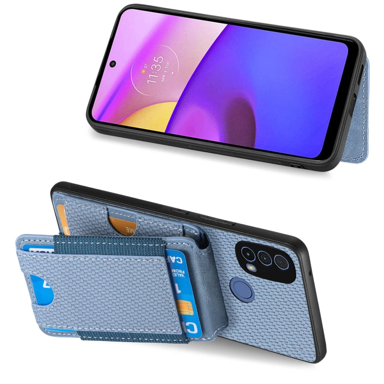 For Motorola Moto E40 Carbon Fiber Vertical Flip Wallet Stand Phone Case(Blue) - free shipping - PMC TechLife - Order now!