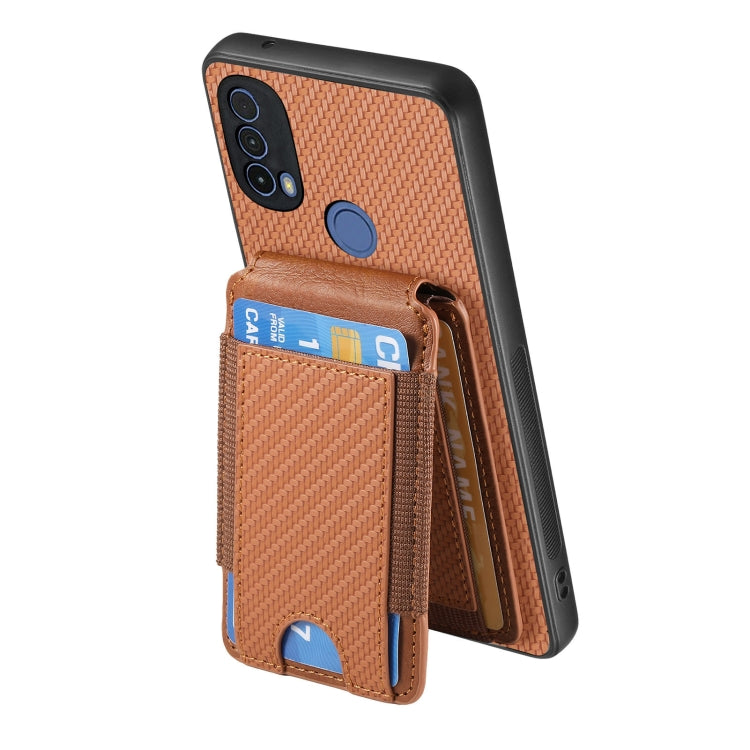 For Motorola Moto E40 Carbon Fiber Vertical Flip Wallet Stand Phone Case(Brown) - Motorola Cases by PMC TechLife | Online Shopping South Africa | PMC TechLife | Buy Now Pay Later Mobicred