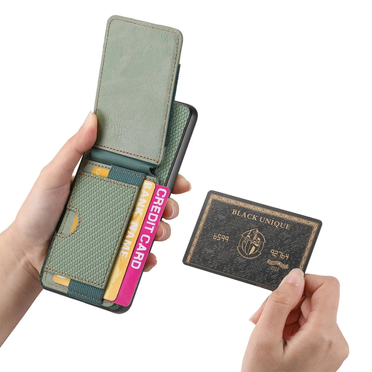 For Motorola Moto E40 Carbon Fiber Vertical Flip Wallet Stand Phone Case(Green) - Motorola Cases by PMC TechLife | Online Shopping South Africa | PMC TechLife | Buy Now Pay Later Mobicred