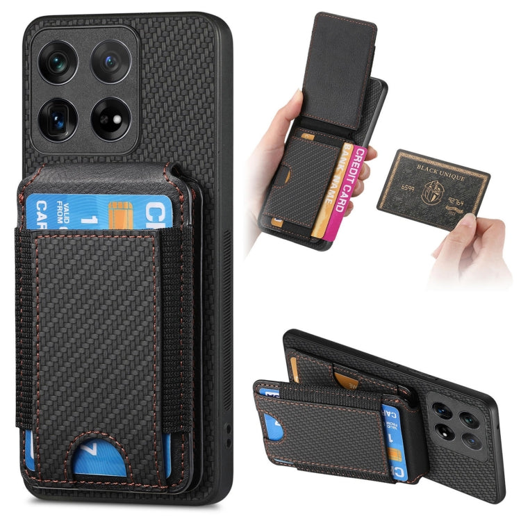 For OnePlus 12 5G Carbon Fiber Vertical Flip Wallet Stand Phone Case(Black) - OnePlus Cases by PMC TechLife | Online Shopping South Africa | PMC TechLife | Buy Now Pay Later Mobicred
