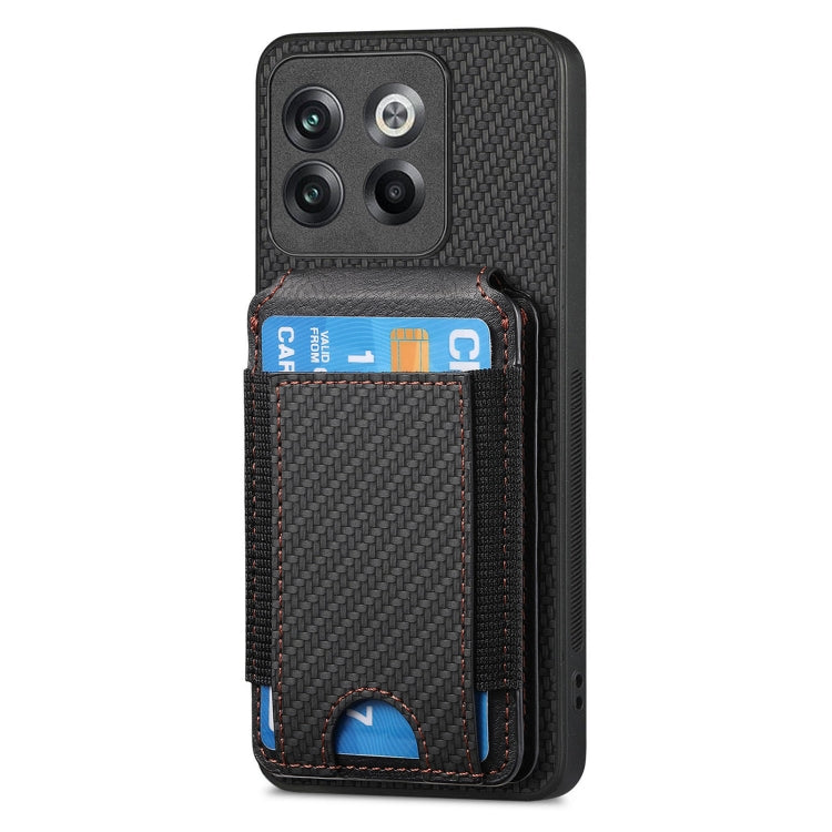 For OnePlus Nord CE3 Carbon Fiber Vertical Flip Wallet Stand Phone Case(Black) - OnePlus Cases by PMC TechLife | Online Shopping South Africa | PMC TechLife | Buy Now Pay Later Mobicred
