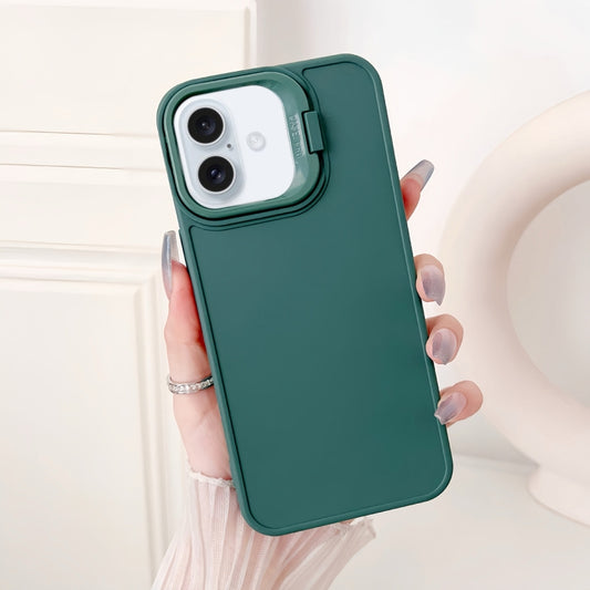 For iPhone 16 Plus Lens Frame Holder Shockproof Phone Case(Green) - iPhone 16 Plus Cases by PMC Jewellery | Online Shopping South Africa | PMC Jewellery | Buy Now Pay Later Mobicred