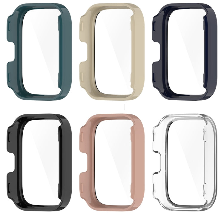 For Amazfit bip5 Unity PC + Tempered Glass Film Integrated Watch Protective Case(Ink Blue) - Watch Cases by PMC TechLife | Online Shopping South Africa | PMC TechLife | Buy Now Pay Later Mobicred