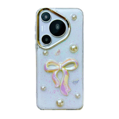 For Huawei Pura 70 Pro 3D Bow Pearl Love Flower TPU Phone Case(Pearl Bow) - Huawei Cases by PMC Jewellery | Online Shopping South Africa | PMC Jewellery | Buy Now Pay Later Mobicred