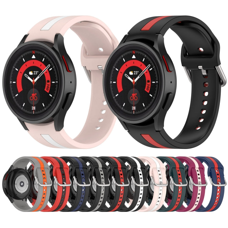 For Samsung Galaxy Watch FE 40mm Two Color Stripe Silicone Watch Band(Blue Red) - free shipping - PMc TechLife - Order now!