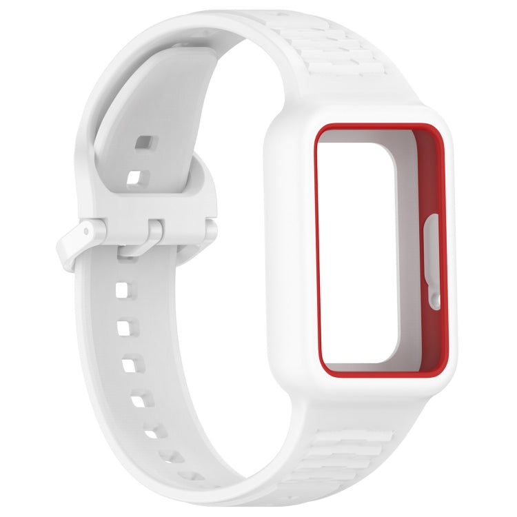 For  Huawei Band 9 NFC Two Color Frame Integrated Silicone Watch Band(White) - Watch Bands by PMc TechLife | Online Shopping South Africa | PMc TechLife | Buy Now Pay Later Mobicred