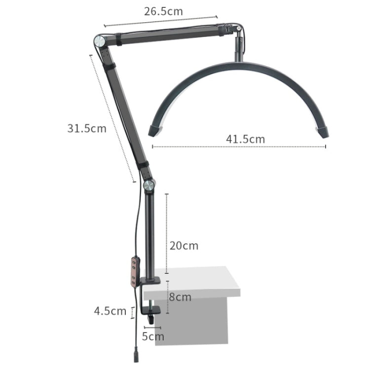 HD-M3X Pro 16 inch Adjustable Brightness Beauty Light Half Moon Light Eyelash Tech Lamp, Plug:US Plug(Black) - Selfie Light by PMC TechLife | Online Shopping South Africa | PMC TechLife | Buy Now Pay Later Mobicred