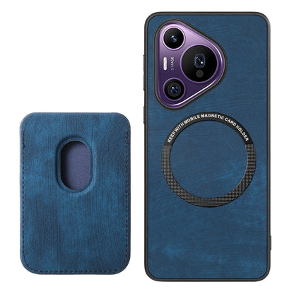 For Huawei Pura 70 Pro Retro Leather Card Bag Magnetic Phone Case(Blue) - Huawei Cases by PMC Jewellery | Online Shopping South Africa | PMC Jewellery | Buy Now Pay Later Mobicred