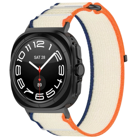 For Samsung Galaxy Watch Ultra 47mm Hook and Loop Fastener Loop Nylon Watch Band(Orange+Beige) - Watch Bands by PMC Jewellery | Online Shopping South Africa | PMC Jewellery | Buy Now Pay Later Mobicred