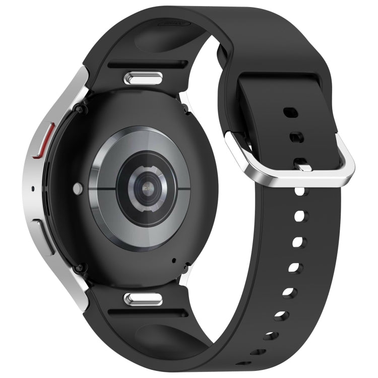 For Samsung Galaxy Watch7 40 / 44mm Solid Color Silver Buckle Quick Release Silicone Watch Band(Black) - free shipping - PMC TechLife - Order now!