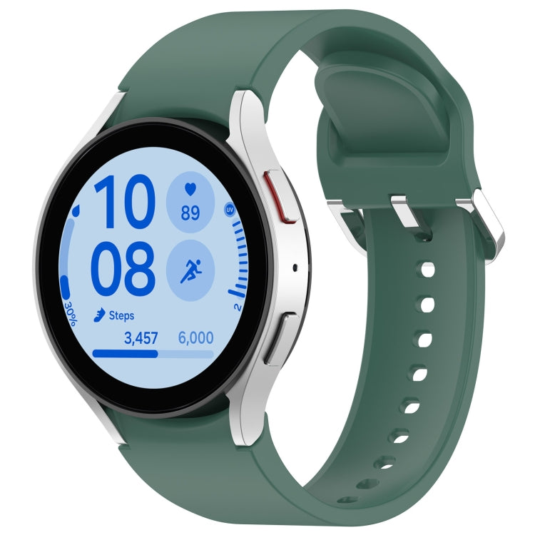 For Samsung Galaxy Watch FE 40mm Solid Color Silver Buckle Quick Release Silicone Watch Band(Dark Green) - free shipping - PMC TechLife - Order now!