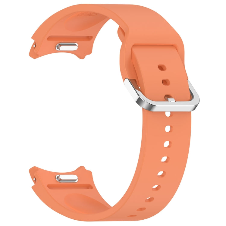 For Samsung Galaxy Watch 5 Pro  45mm Solid Color Silver Buckle Quick Release Silicone Watch Band(Orange) - free shipping - PMC TechLife - Order now!