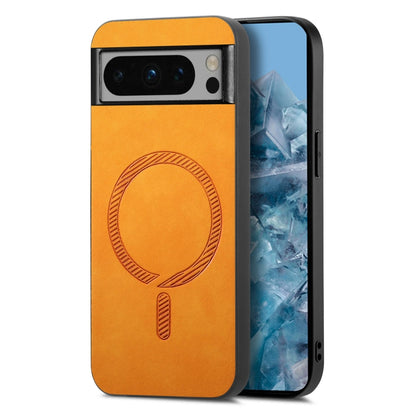 For Google Pixel 9 Pro XL Retro Magsafe Magnetic PU Back Cover Phone Case(Yellow) - Google Cases by PMC Jewellery | Online Shopping South Africa | PMC Jewellery | Buy Now Pay Later Mobicred