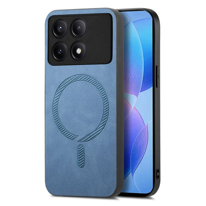 For Xiaomi Redmi K70 / K70 Pro 5G Solid Color Retro Magsafe PU Back Cover Phone Case(Blue) - K70 Pro Cases by PMC Jewellery | Online Shopping South Africa | PMC Jewellery | Buy Now Pay Later Mobicred