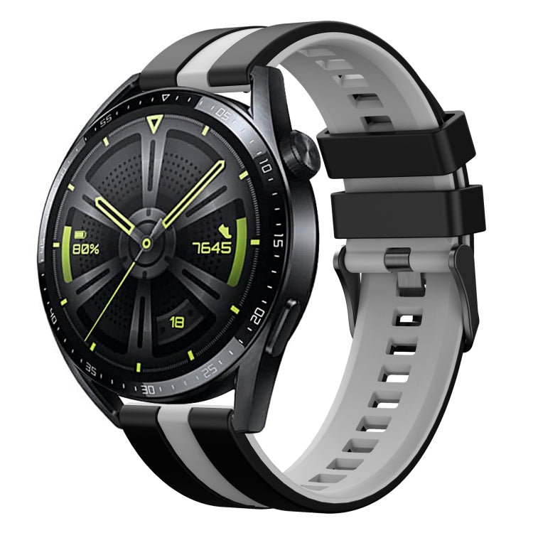 For Amazfit Active 20mm Two-Color Sports Silicone Watch Band(Black+Grey) - free shipping - PMC TechLife - Order now!