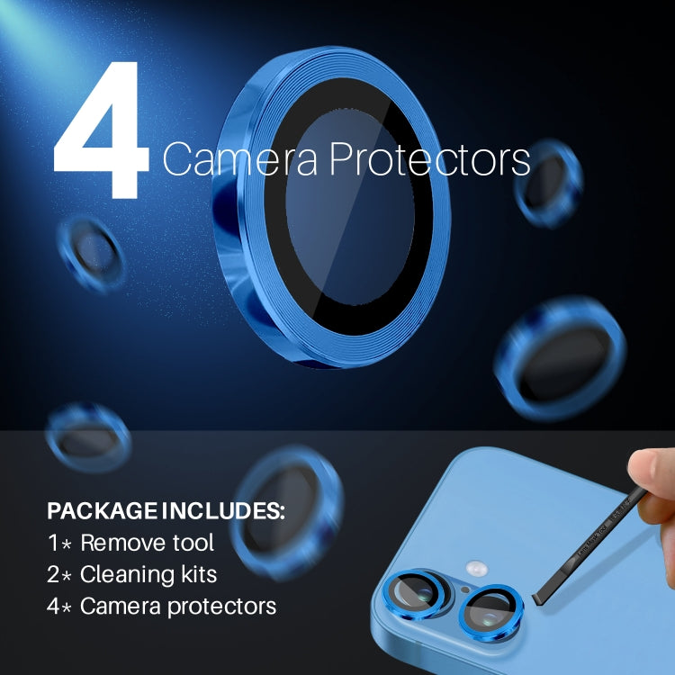 For iPhone 16 / 16 Plus NORTHJO 2 Sets 4pcs Camera Lens Protector Cover Metal Ring Film(Blue) - iPhone 16 Plus Tempered Glass by NORTHJO | Online Shopping South Africa | PMC TechLife | Buy Now Pay Later Mobicred