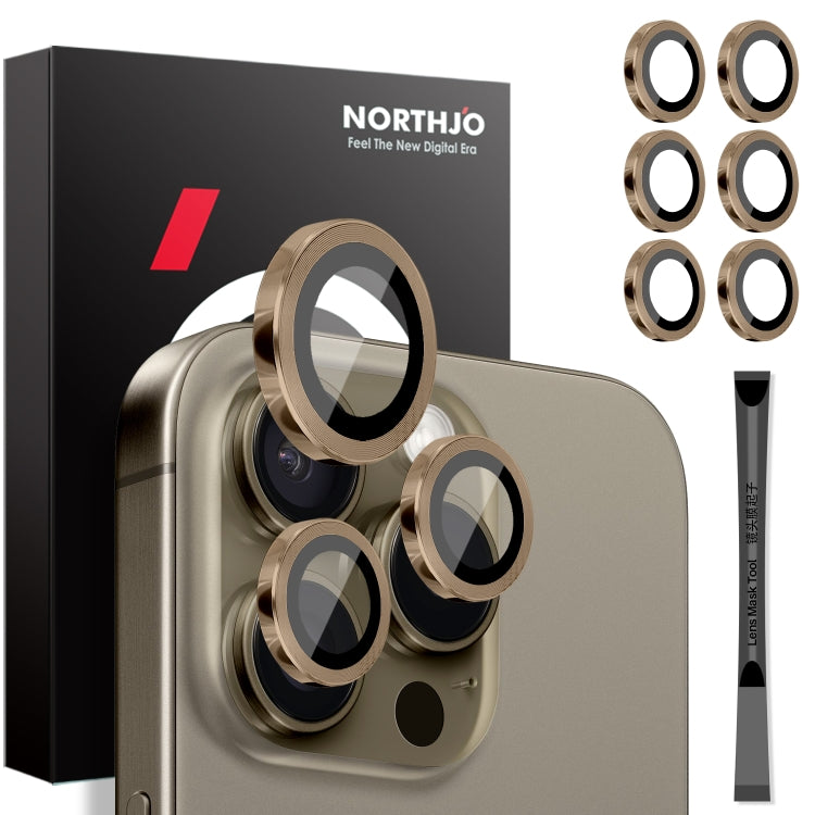 For iPhone 16 Pro / Pro Max NORTHJO 2 Sets 6pcs Camera Lens Protector Cover Metal Ring Film(Brown) - free shipping - PMC Jewellery - Order now!