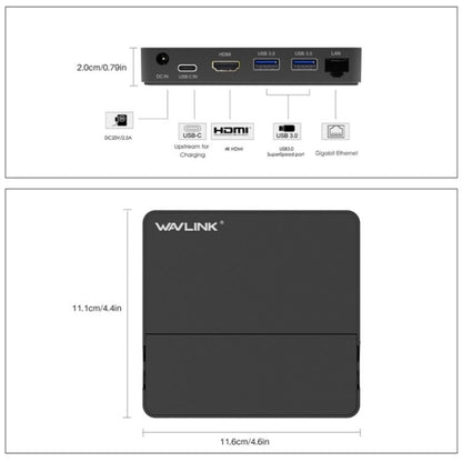 WAVLINK UHP3D01G Gigabit Ethernet USB 3.0 Multi-Function HUB 4K HD Docking Station(US Plug) - USB 3.0 HUB by WAVLINK | Online Shopping South Africa | PMC Jewellery | Buy Now Pay Later Mobicred