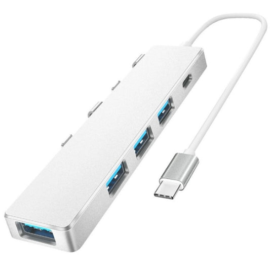 ADS-301C USB-C / Type-C to USB-C + USB 3.0 + 3 x USB 2.0 Expander HUB(Silver) - USB HUB by PMC Jewellery | Online Shopping South Africa | PMC Jewellery | Buy Now Pay Later Mobicred