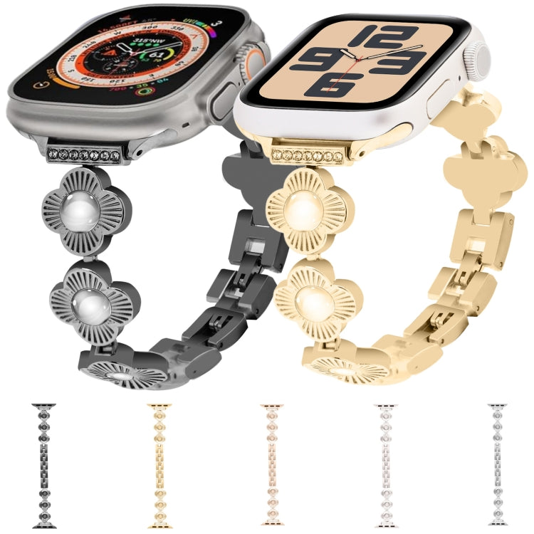 For Apple Watch Ultra 49mm Four Leaf Clover Quick-Release Metal Chain Watch Band(Silver) - free shipping - PMC TechLife - Order now!