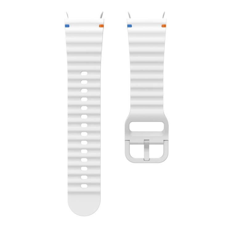 For Samsung Galaxy Watch 6 Classic Wave Pattern Stitched Silicone Watch Band(White) - free shipping - PMC TechLife - Order now!
