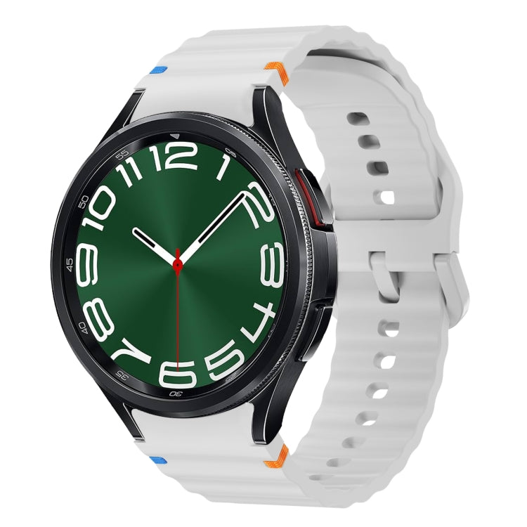 For Samsung Galaxy Watch 6 Classic Wave Pattern Stitched Silicone Watch Band(Light Gray) - free shipping - PMC TechLife - Order now!