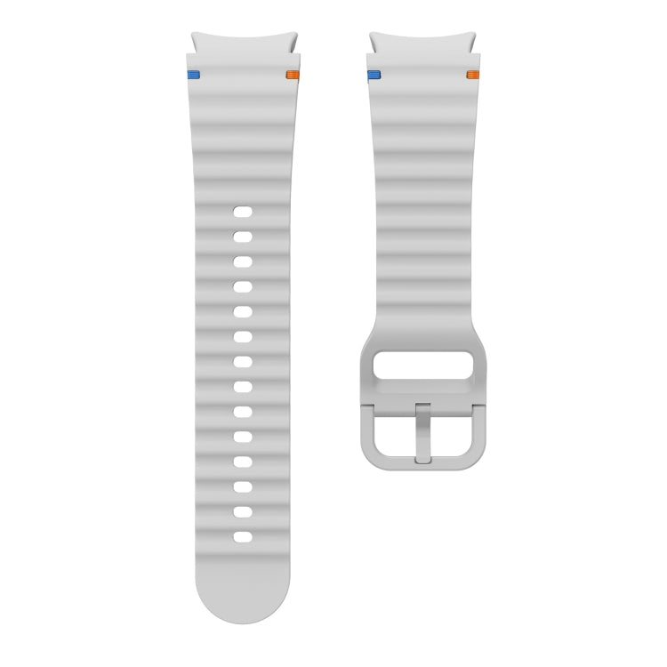 For Samsung Galaxy Watch 6 Classic Wave Pattern Stitched Silicone Watch Band(Light Gray) - free shipping - PMC TechLife - Order now!