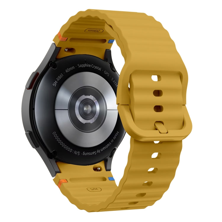 For Samsung Galaxy Watch 6 Classic Wave Pattern Stitched Silicone Watch Band(Yellow) - free shipping - PMC TechLife - Order now!