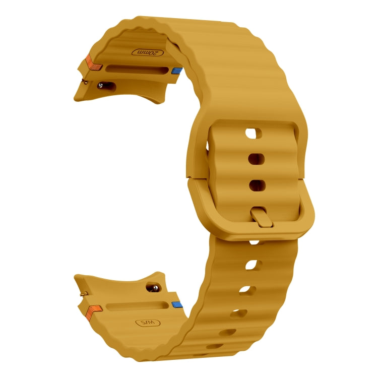 For Samsung Galaxy Watch 6 Classic Wave Pattern Stitched Silicone Watch Band(Yellow) - free shipping - PMC TechLife - Order now!