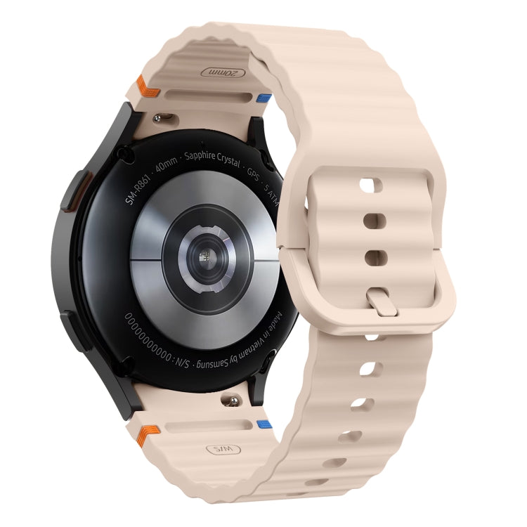 For Samsung Galaxy Watch 6 Classic Wave Pattern Stitched Silicone Watch Band(Pink) - free shipping - PMC TechLife - Order now!