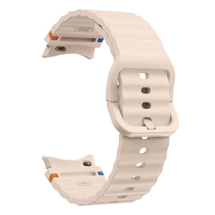For Samsung Galaxy Watch 6 Classic Wave Pattern Stitched Silicone Watch Band(Pink) - free shipping - PMC TechLife - Order now!