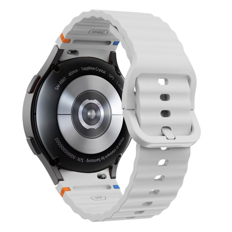 For Samsung Galaxy Watch 6 40 / 44mm Wave Pattern Stitched Silicone Watch Band(Light Gray) - free shipping - PMC TechLife - Order now!
