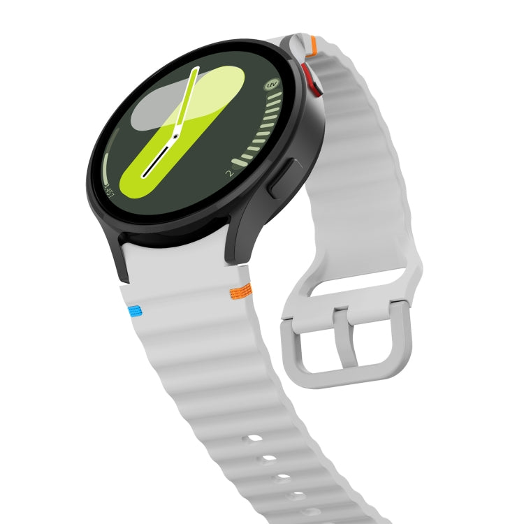 For Samsung Galaxy Watch 6 40 / 44mm Wave Pattern Stitched Silicone Watch Band(Light Gray) - free shipping - PMC TechLife - Order now!
