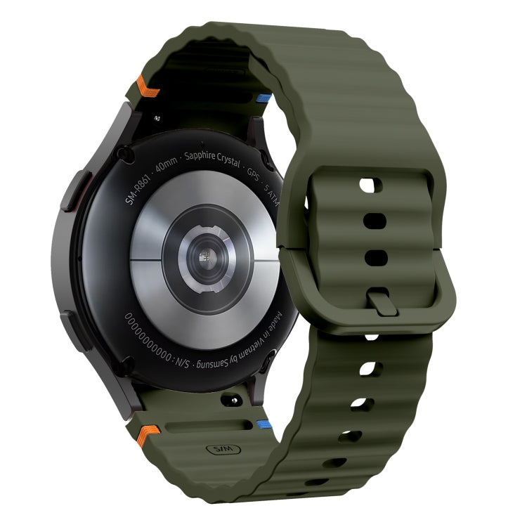 For Samsung Galaxy Watch 6 40 / 44mm Wave Pattern Stitched Silicone Watch Band(Army Green) - free shipping - PMC TechLife - Order now!
