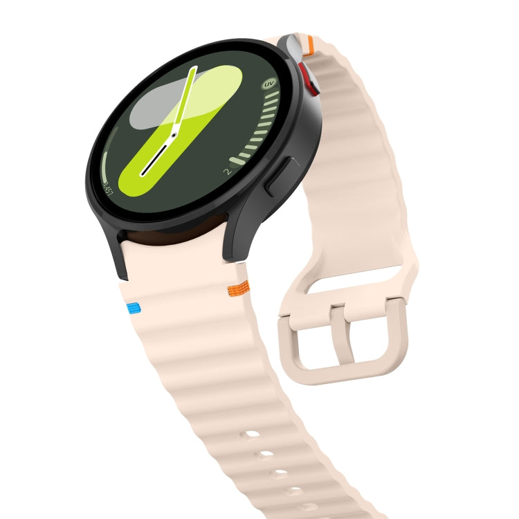 For Samsung Galaxy Watch 5 40 / 44mm Wave Pattern Stitched Silicone Watch Band(Pink) - free shipping - PMC TechLife - Order now!
