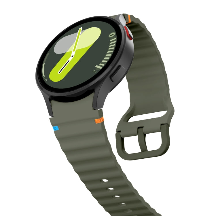 For Samsung Galaxy Watch 5 40 / 44mm Wave Pattern Stitched Silicone Watch Band(Army Green) - free shipping - PMC TechLife - Order now!