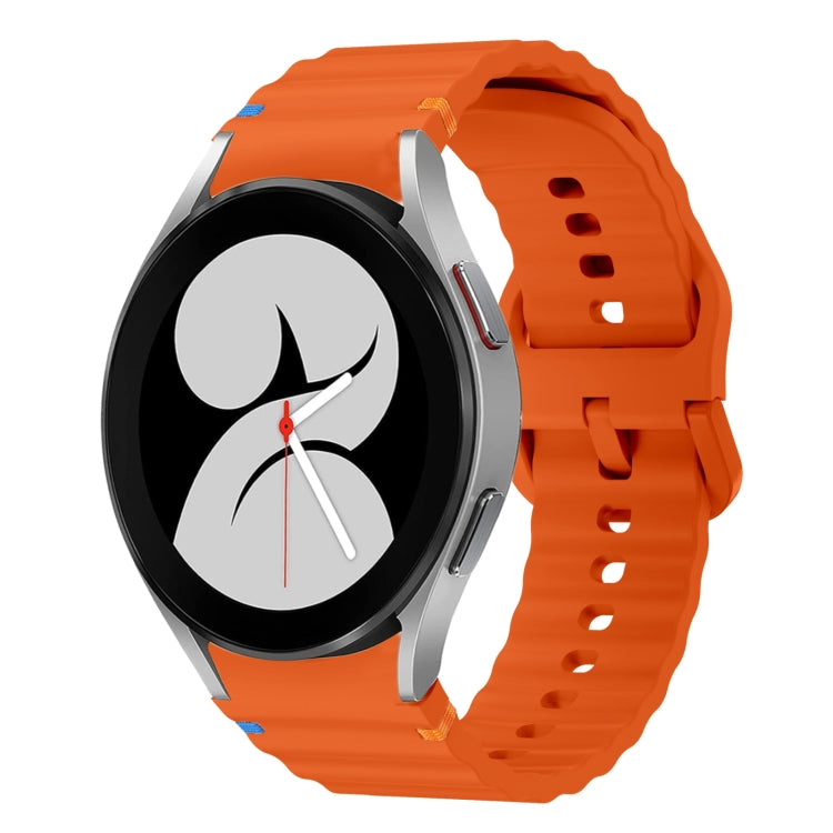 For Samsung Galaxy Watch 4 40 / 44mm Wave Pattern Stitched Silicone Watch Band(Orange) - free shipping - PMC TechLife - Order now!
