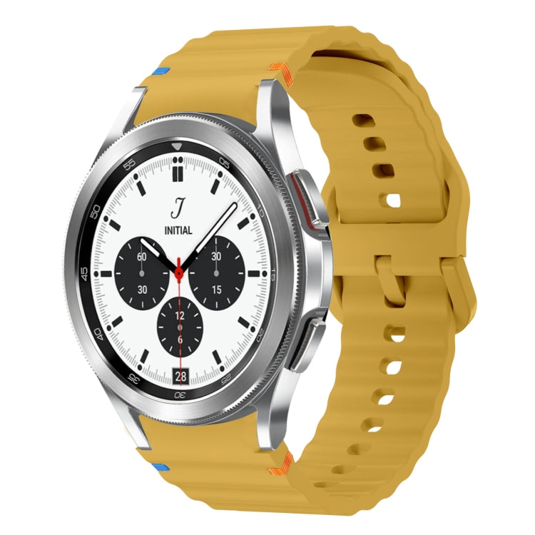 For Samsung Galaxy Watch 4 Classic 42 / 46mm Wave Pattern Stitched Silicone Watch Band(Yellow) - free shipping - PMC TechLife - Order now!