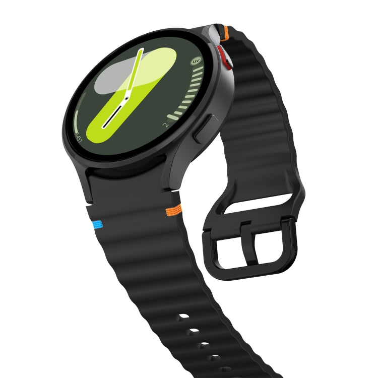 For Samsung Galaxy Watch3 41mm Wave Pattern Stitched Silicone Watch Band(Black) - free shipping - PMC TechLife - Order now!