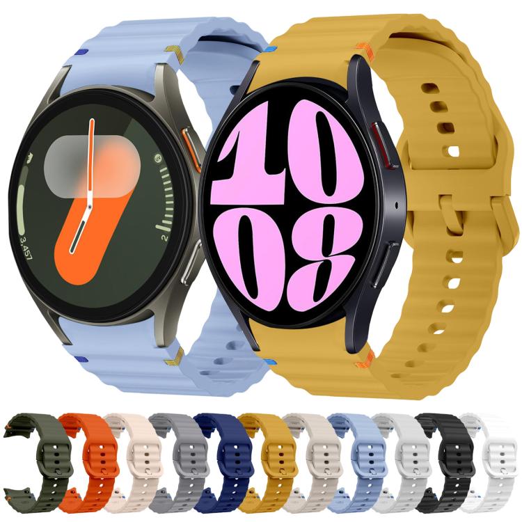 For Samsung Galaxy Watch 4 40 / 44mm Wave Pattern Stitched Silicone Watch Band(White) - free shipping - PMC TechLife - Order now!