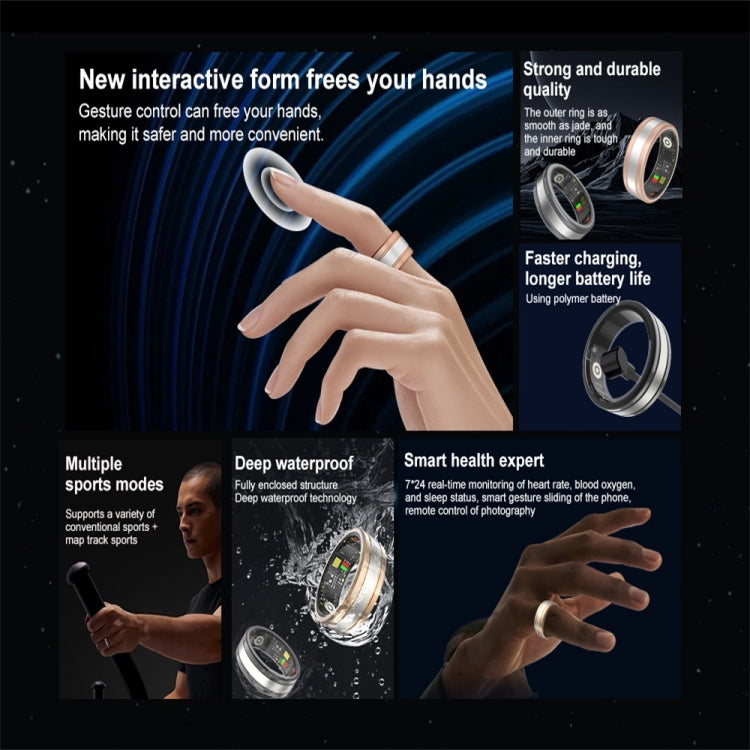 R18 SIZE 10 Smart Ring, Support Heart Rate / Blood Oxygen / Sleep / Multiple Sports Modes(Gold) - Smart Rings / Smart Telephones by PMC TechLife | Online Shopping South Africa | PMC TechLife | Buy Now Pay Later Mobicred