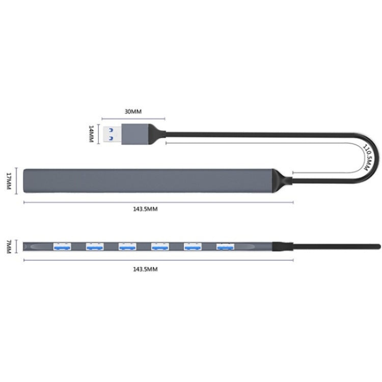 ADS-303A Data Transmission USB 3.0 / 2.0 Hub Expansion Dock Station 7-Port USB Adapter - USB 3.0 HUB by PMC TechLife | Online Shopping South Africa | PMC TechLife | Buy Now Pay Later Mobicred